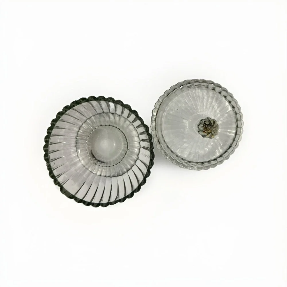 Vintage Jeannette National Clear Pressed Glass Candy Dish With Lid 1970s 6.5